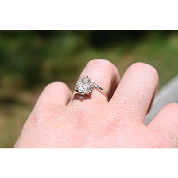 Raw Alternative Diamond Ring, Rough Lake County Diamond Engagement Ring - Picture 4 of 6